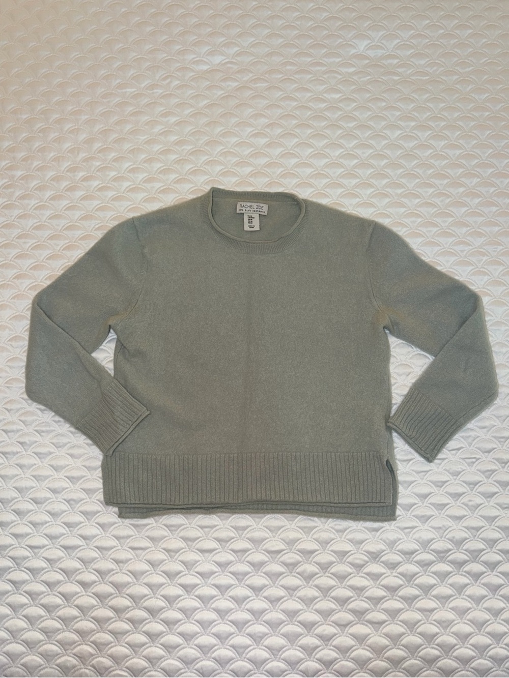 Rachel Zoe women’s Crewneck cashmere Sweater in Sage Green